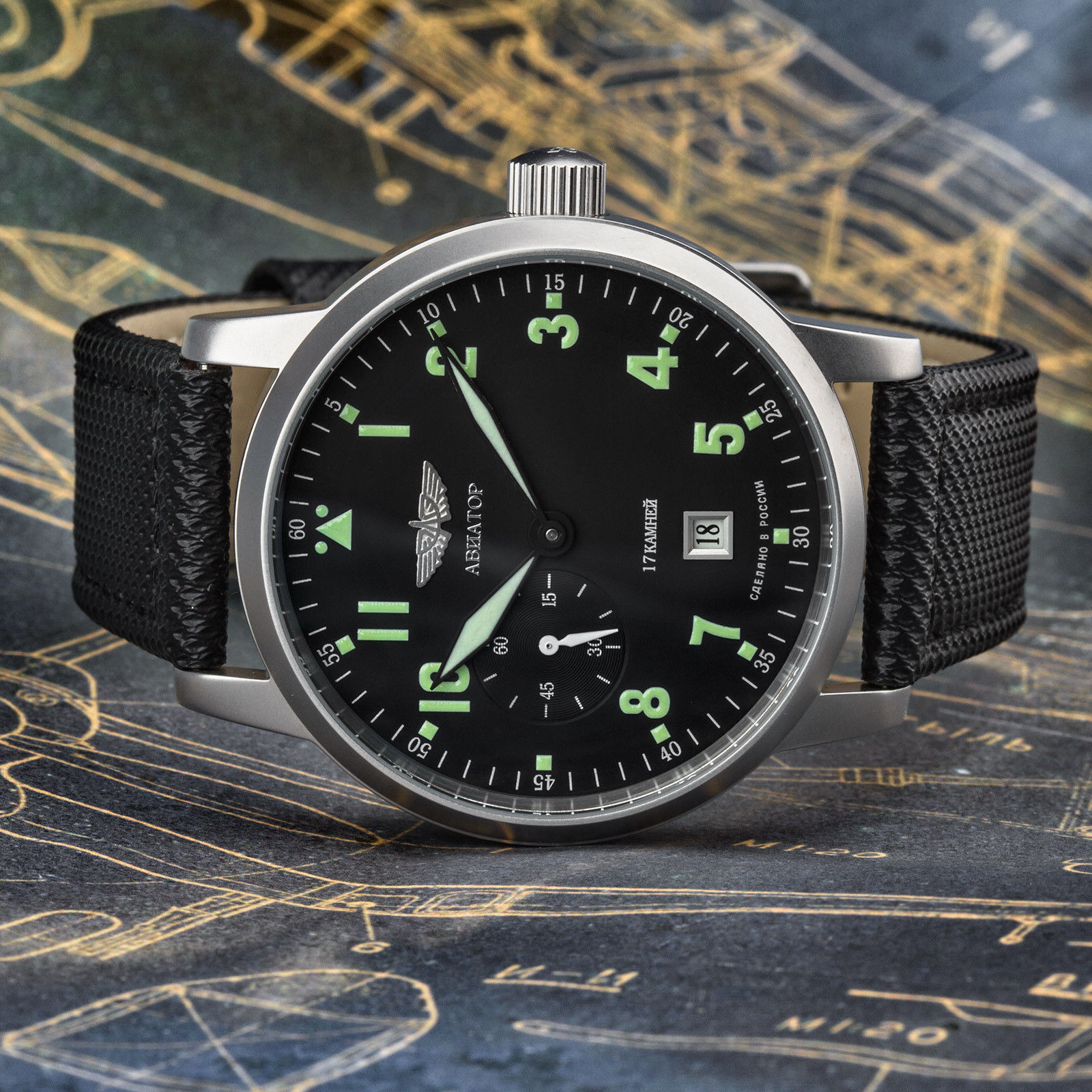 俄罗斯飞行员军表自动自动机机械100米防水休闲男表欧美腕表