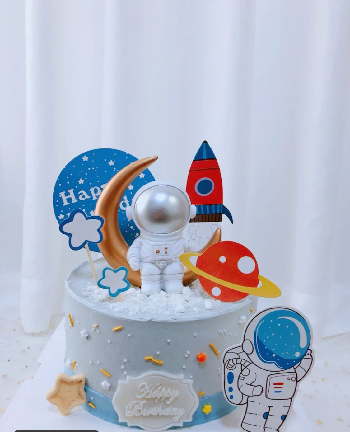 星球太空宇航员飞行员生日蛋糕烘焙装饰银河系宇宙飞船儿童节日装扮