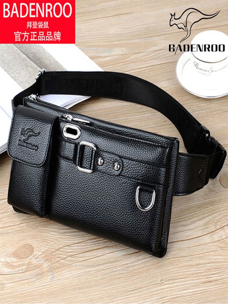 手机腰包拜登袋鼠腰包男包袋包男士男士牛皮胸包多功能男士包袋