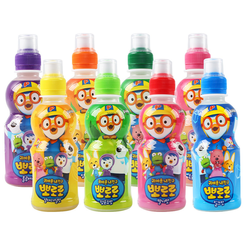韩国进口pororo啵乐乐饮料235ml8瓶宝露露儿童混合果味