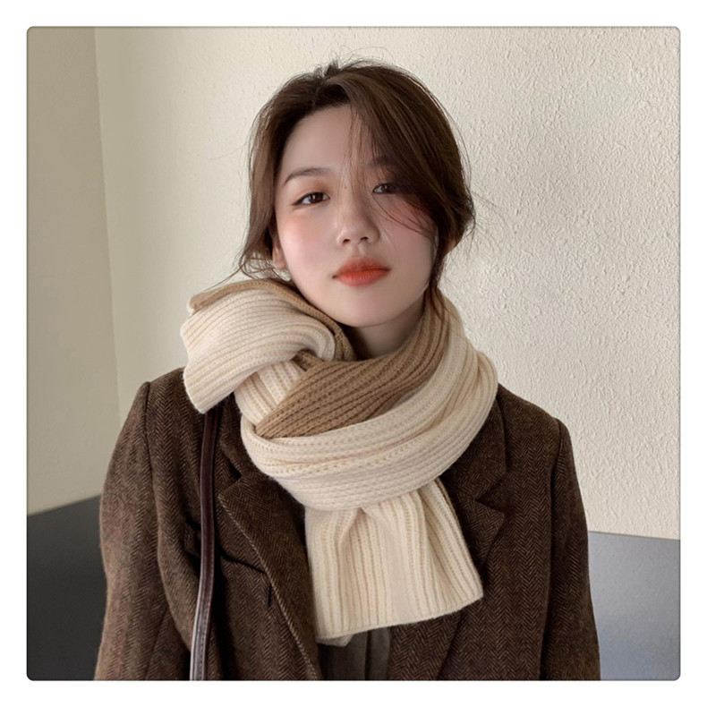 毛线针织围巾女秋冬季2021新款韩版百搭围脖高级感韩系ins潮可爱
