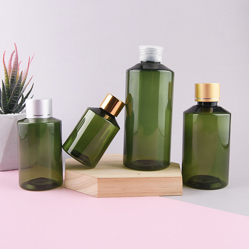 50ml100ml150ml200ml墨绿斜肩瓶普通旋盖电镀旋盖样化妆品分装化妆