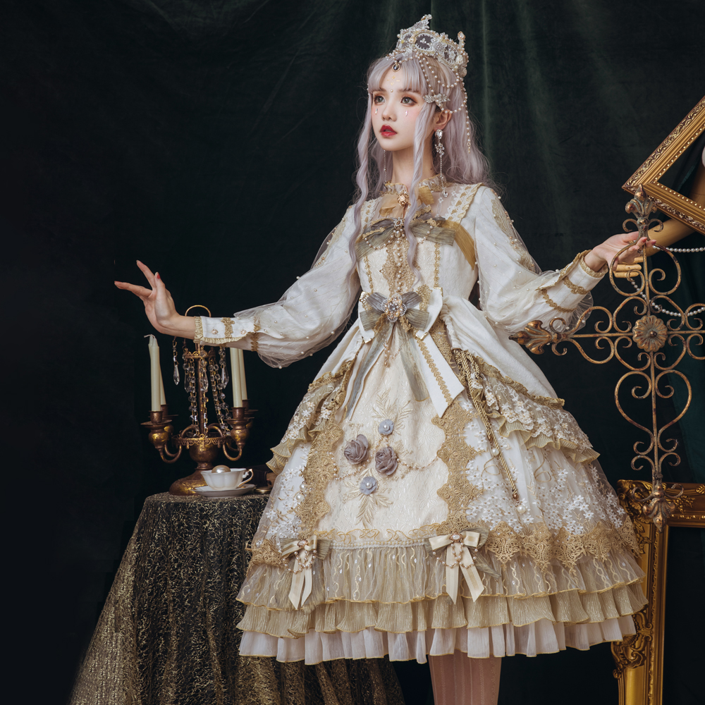 展示南鹿鹿鸣原创设计黎明梦魇圣歌回响白色lolita洛丽塔