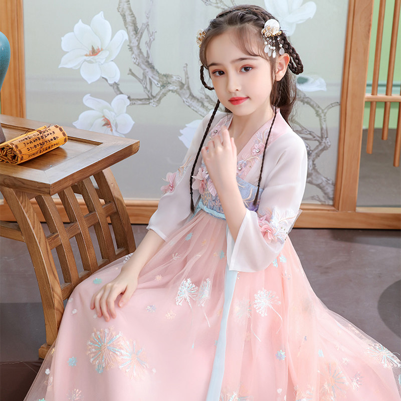 女童汉服夏装连衣裙超仙小学生襦裙轻纱仙女飘逸儿童中国风古装女