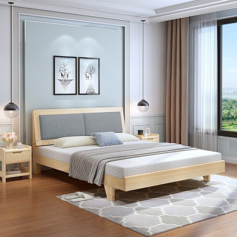 出租房实木单人床1.35米日式带抽屉加宽木质矮床架1.