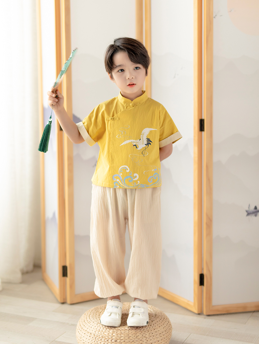宝宝唐装复古中国国风夏款男童中式薄款幼儿园唐装