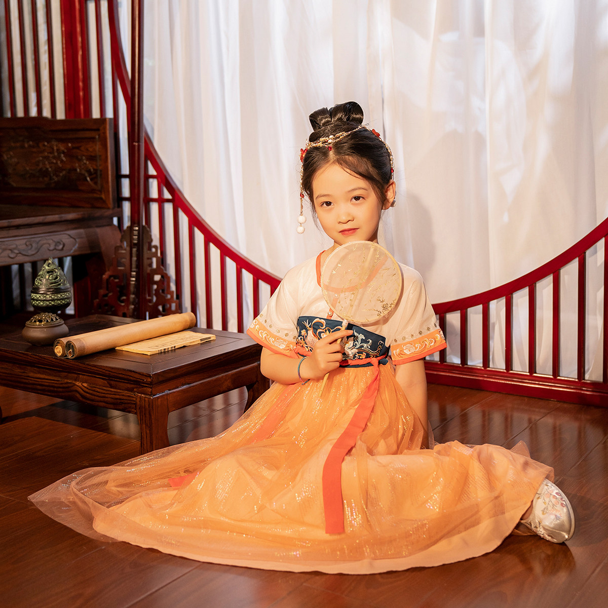 楠衫女童汉服改良襦裙女宝宝宝超仙夏款中国国风旗袍