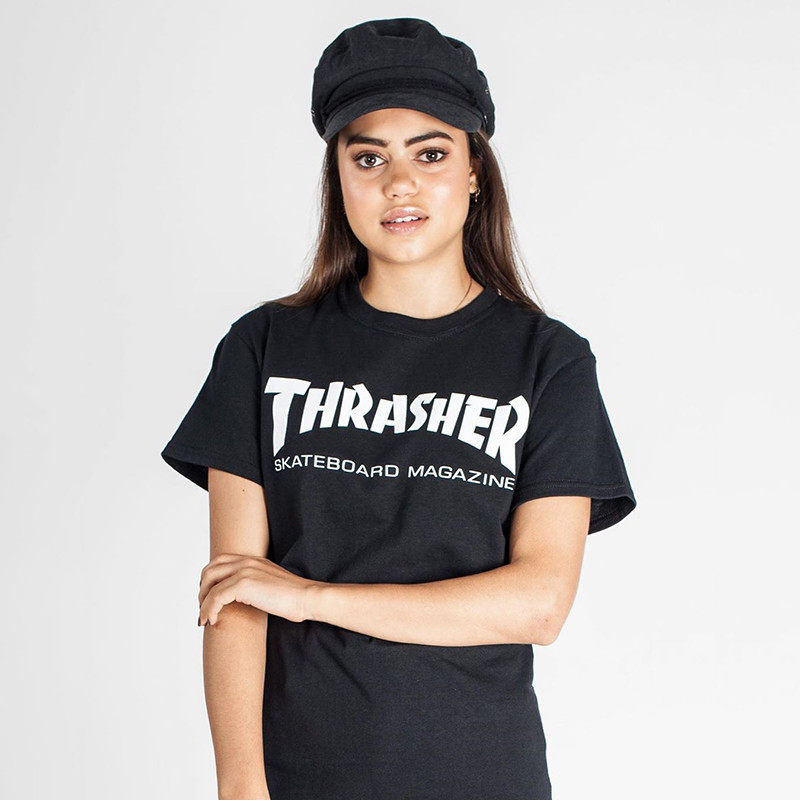 现货玩艺thrasher街头滑板典美版男女款标语印花t恤