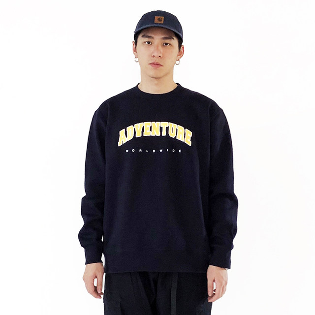 RADIUM autumn and winter Japanese Korean Hong Kong style loose pullover jacket printed sweater men's tide round neck plus velvet thickening RADIUM autumn and winter Japanese Korean Hong Kong style loose pullover jacket printed sweater men's tide round neck plus velvet thickening
