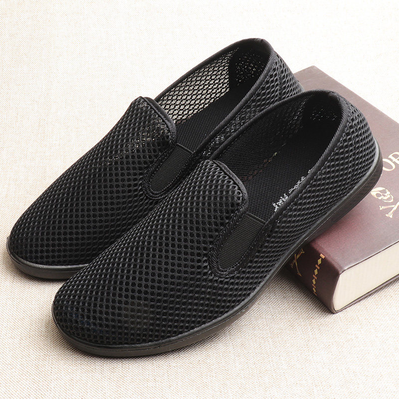 夏季老北京布鞋男网鞋元口老头透气网眼爸爸休闲中老年网面鞋
