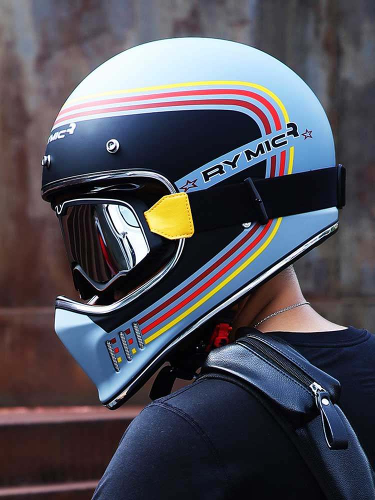 rymic头盔摩托车复古全盔漫步者四季男女哈雷机车摩托车头盔