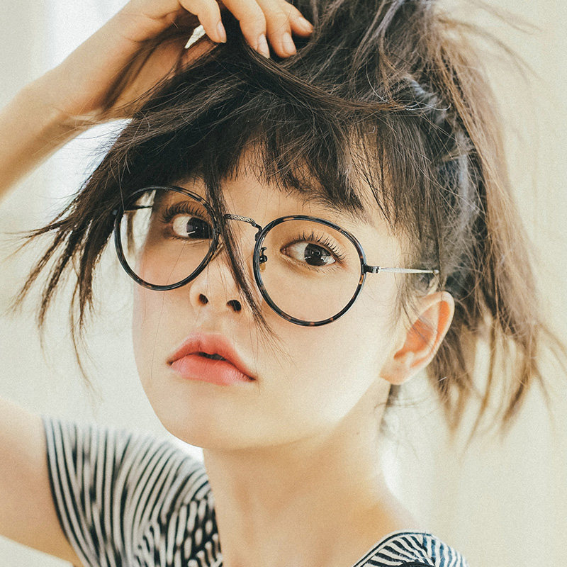复古琥珀豹纹眼镜框女韩版圆形视镜眼睛框架大脸眼镜架