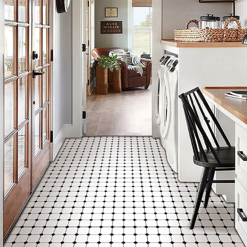 瓷砖北欧欧风黑白格子花砖厨卫卫生间仿古砖复古花片