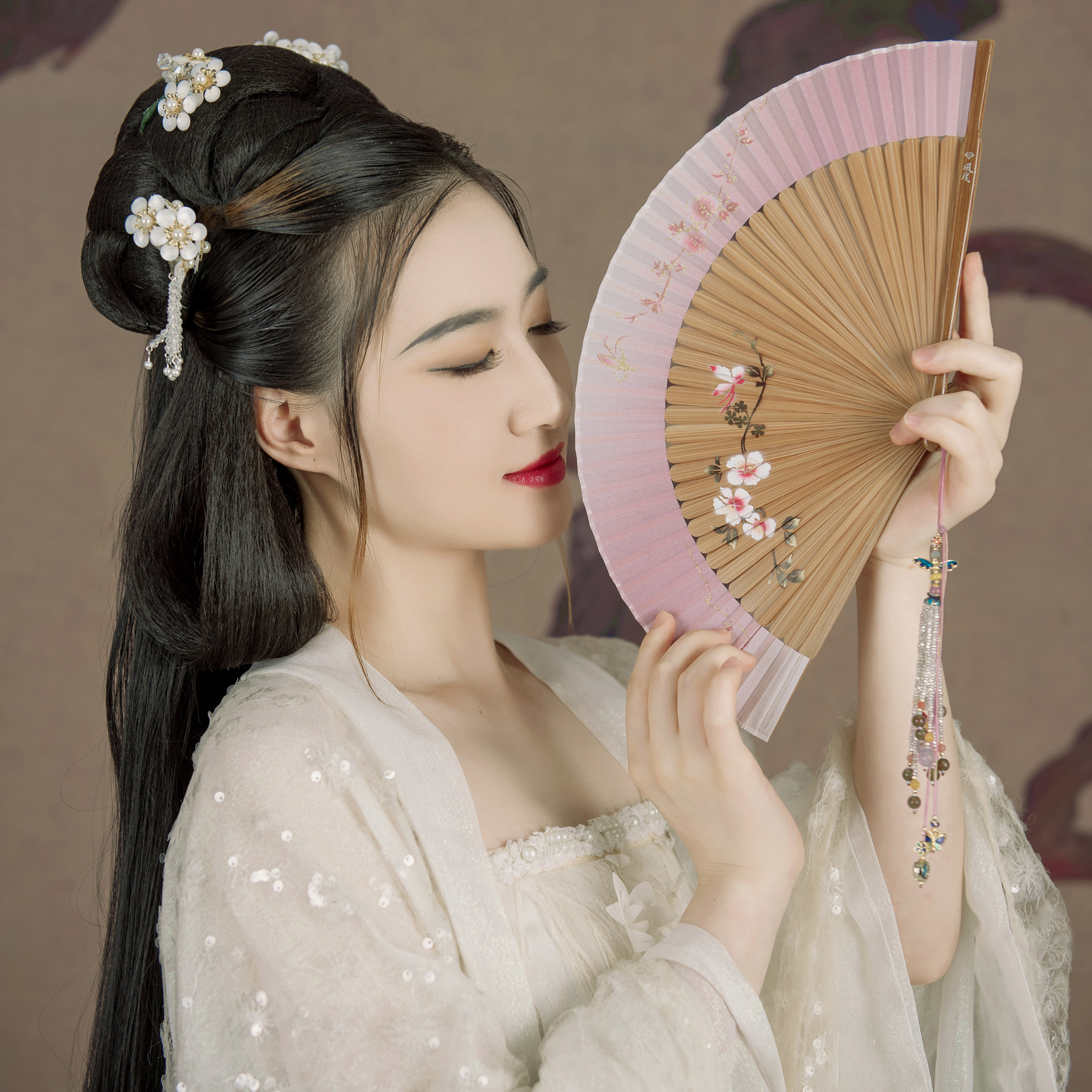 fan樱花设计伴手江南折扇高档小清新风度思蝶扇子