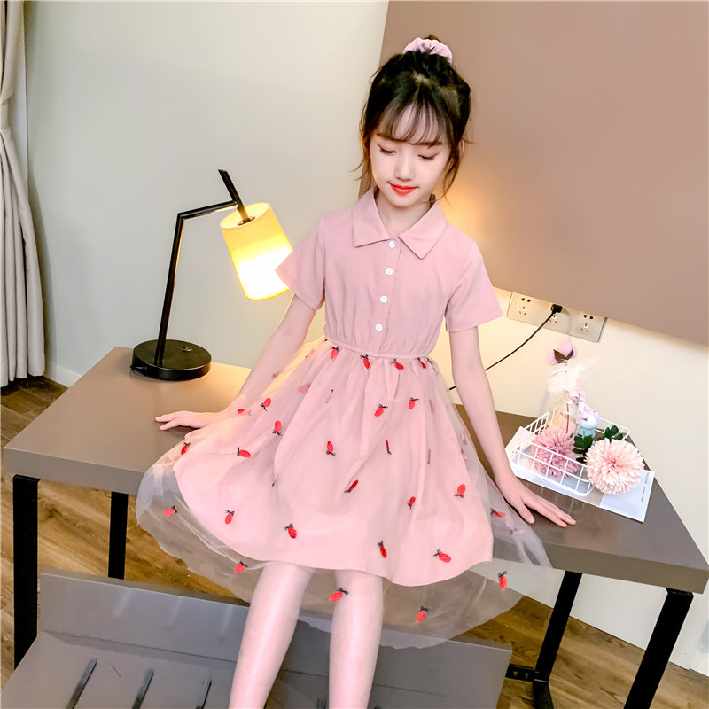 穿的短袖lyq领子带领小女孩夏天儿童8岁女孩子连衣裙