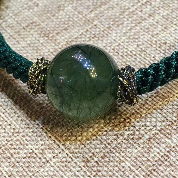 绿发手链千蕊天然晶单珠手手工编织圆珠单珠手链