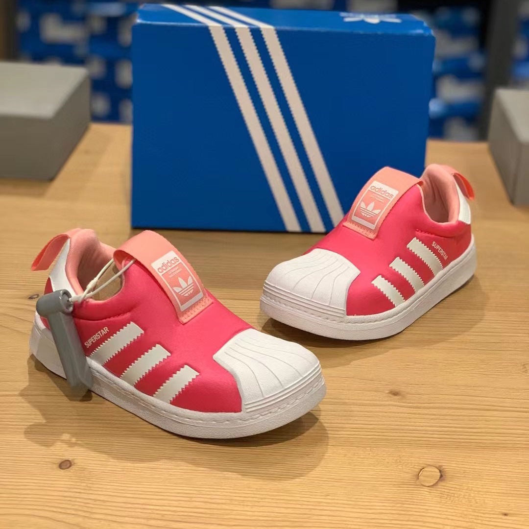 adidas迪达斯三叶草夏季儿童休闲一脚脚蹬贝壳头板鞋ef6633运动鞋