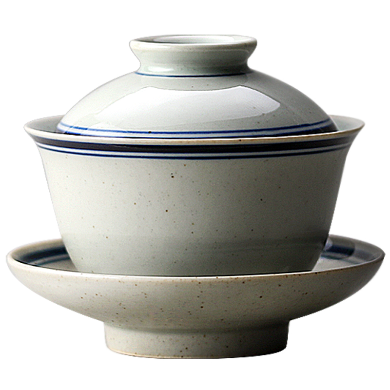 盖碗九土复古大盖杯手绘青花瓷三才景德镇仿古茶器盖碗