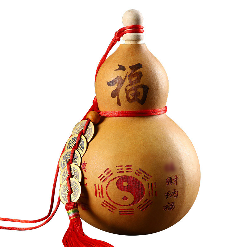 天然开口特大葫芦五帝钱挂件真胡芦门口卧室带盖八卦客厅葫芦摆件