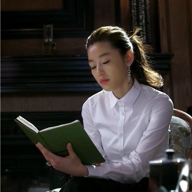 来自星星 千颂伊同款 千颂伊加绒加厚白色衬衫 职业白衬衫 你同款