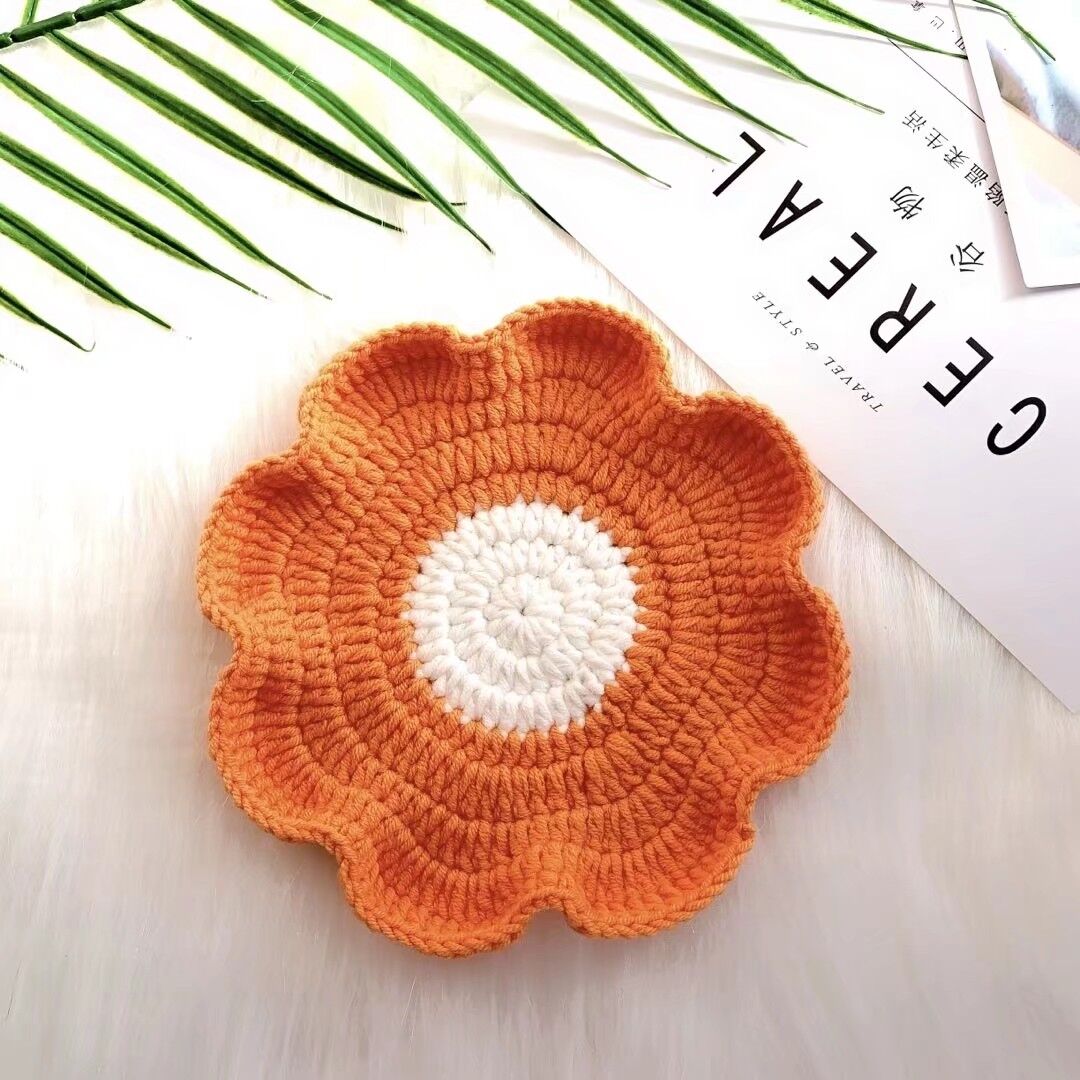 小燕时间打发牛奶5股材料钩织杯垫花朵系列毛线