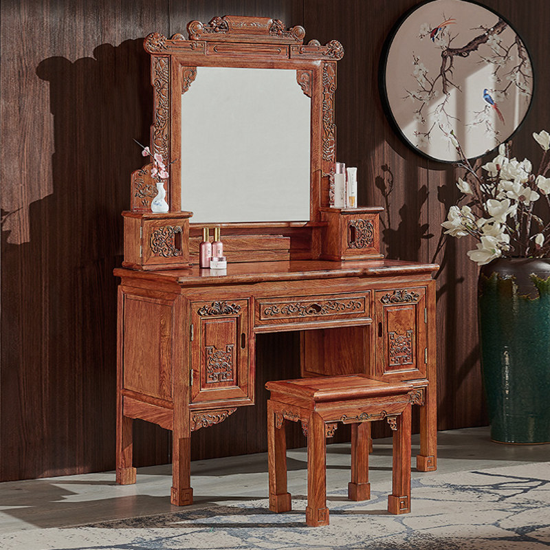 红木梳妆台花梨中式刺猬紫檀化妆桌子卧室化妆台梳妆台