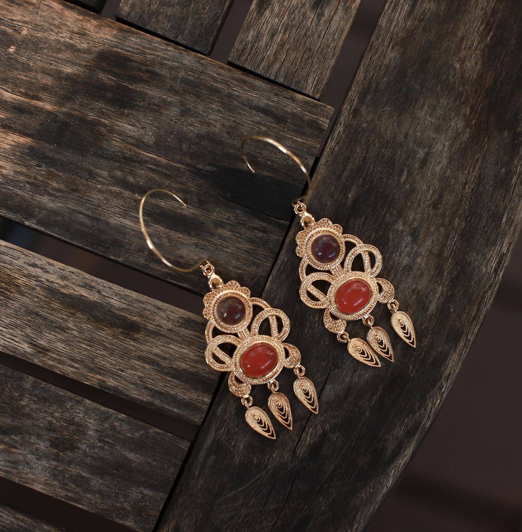 梧桐记明制汉唐代富贵耳环仿掐丝工工艺复古耳环