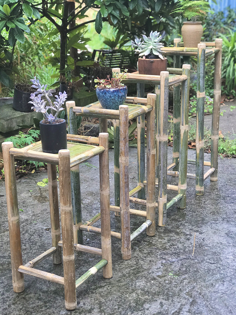 竹子花架禅意多层落地单个置物小架子民卧室花架