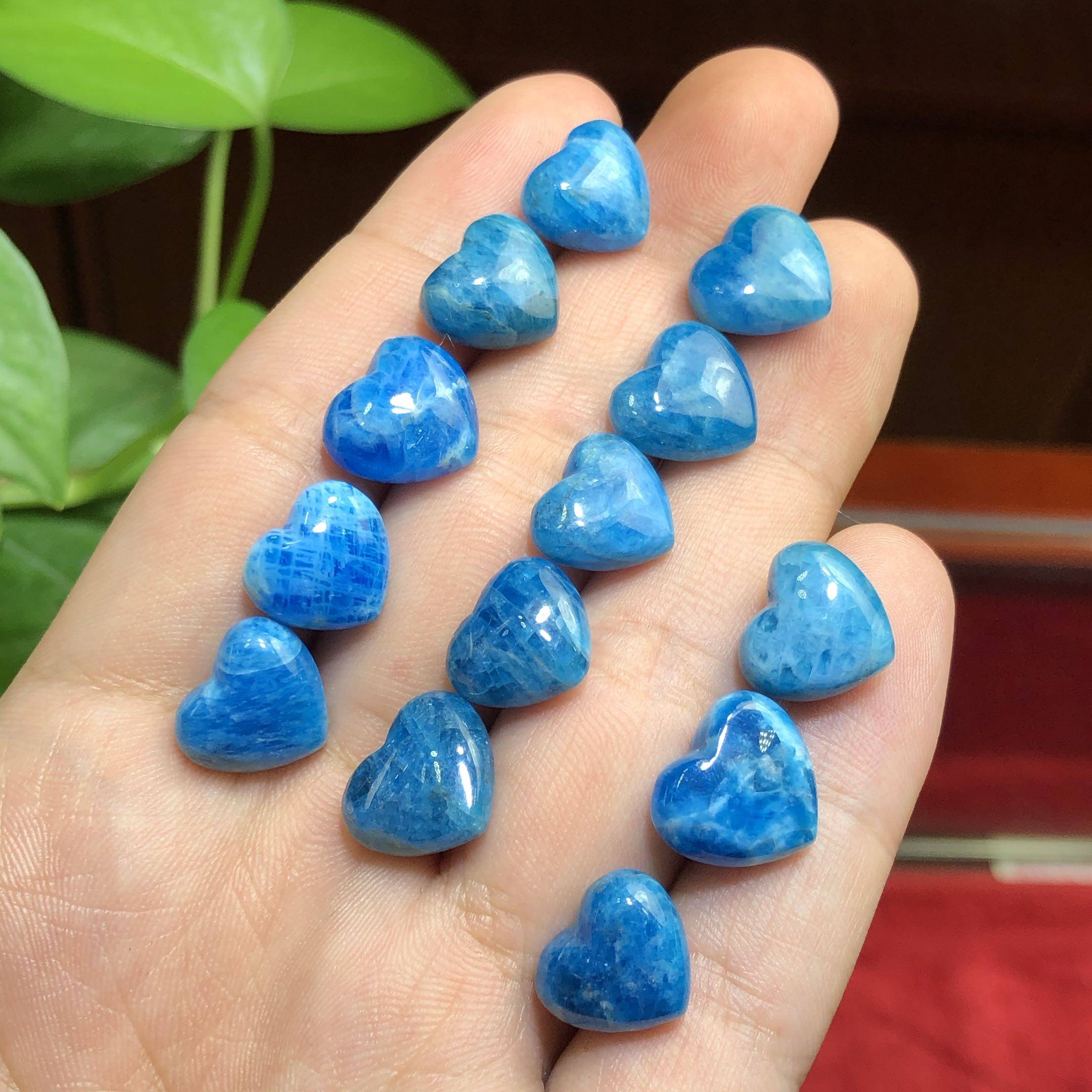 天然蓝磷爱心吊坠裸石diy手链项链耳坠配件项坠