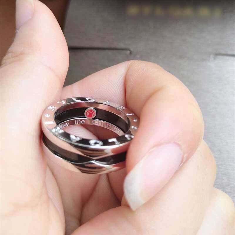 戒指小红人情侣金情侣玫瑰陶瓷弹簧慈善bv新款戒指