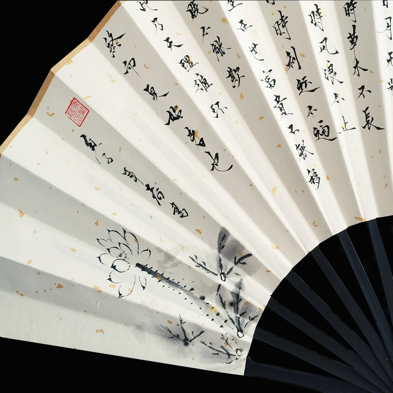 时运折扇书法题字手抄小楷行书古风宣纸纸扇工艺扇