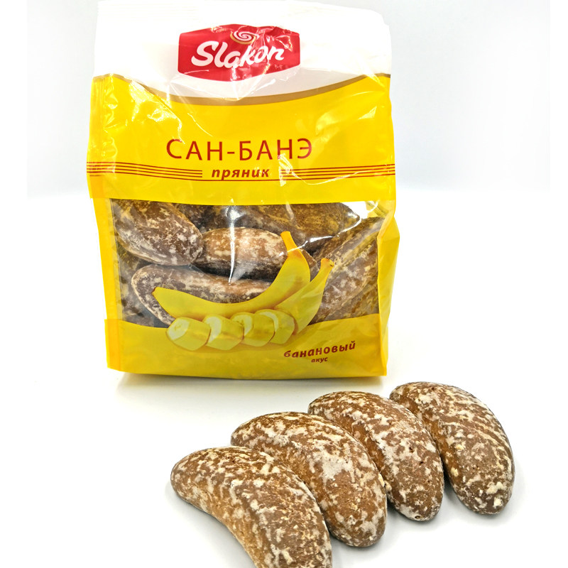 俄罗斯进口香蕉蜂蜜光头饼450克袋糕点面包提拉米苏味网红零食