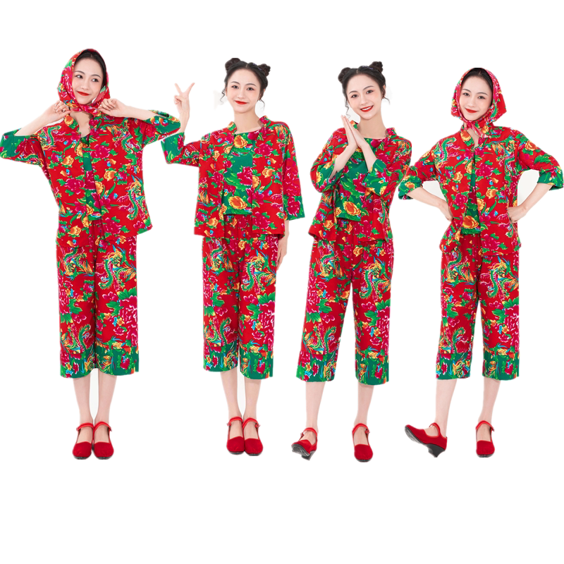 东北二人转搞笑演出服花布男女套装装小沈阳丫蛋民族服装