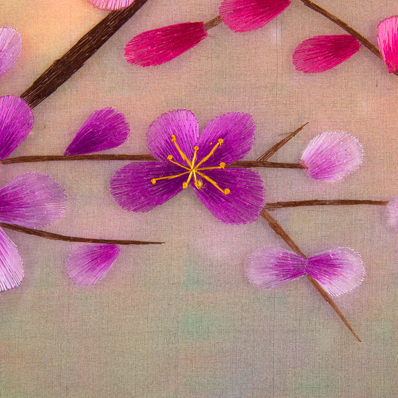 苏绣成品纯手工刺绣1-4丝精品花瓶3联桃花高档客厅玄关装饰挂画