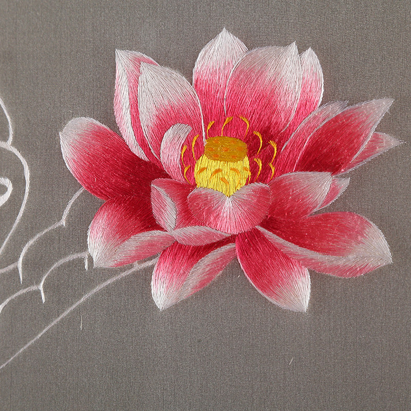 苏绣成品挂画佛手莲花手工刺绣客厅玄关卧室苏绣