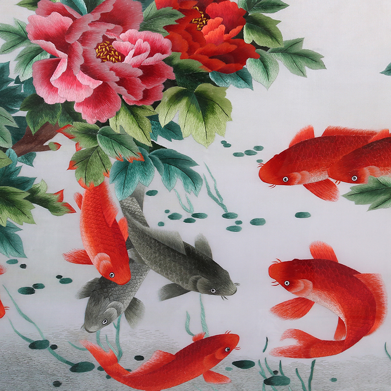 苏绣成品挂画年年有鱼花开富贵贵纯手工刺绣客厅苏绣