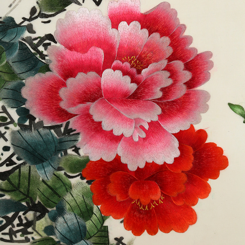 苏绣成品挂画横框床头牡丹手工刺绣客厅卧室苏绣