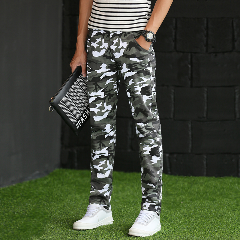 秋季男士迷彩裤直筒修身弹力宽松户外运动工装裤春秋款休闲长裤子