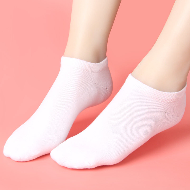 女士纯色浅口短袜纯棉低帮简约糖果色船袜不掉跟隐形夏季女袜子薄-淘