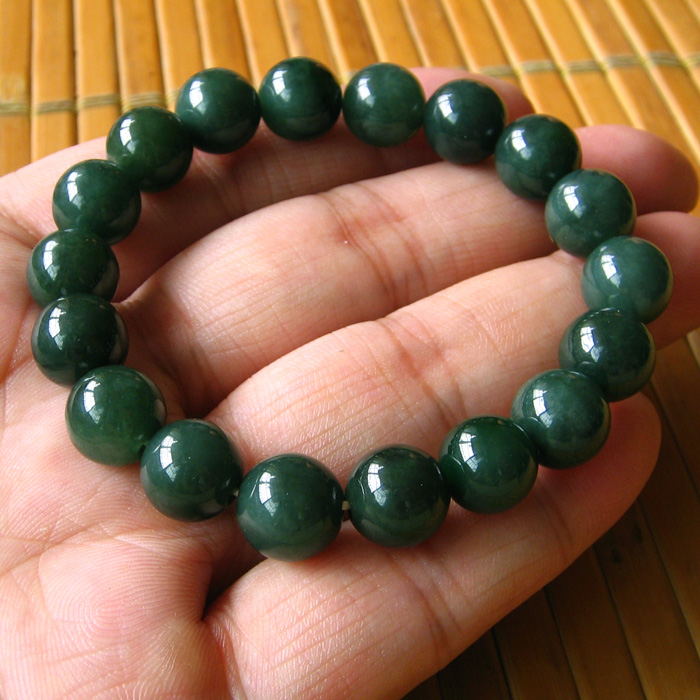 缅甸老坑天然货翡翠玉手链油青玉石手串珠子手链