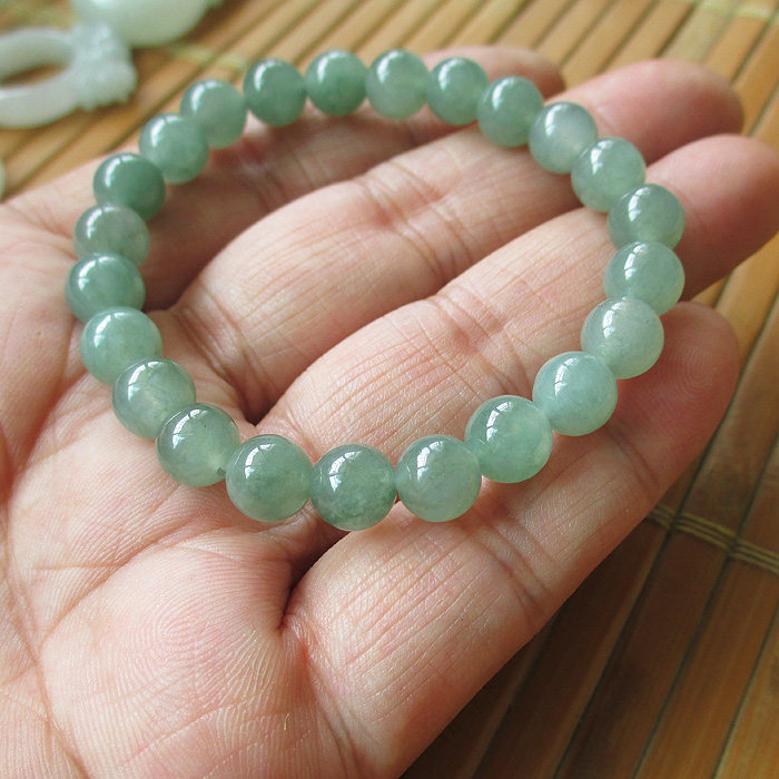 缅甸老坑天然翡翠手链冰种货玉珠子手串女玉石串珠手链