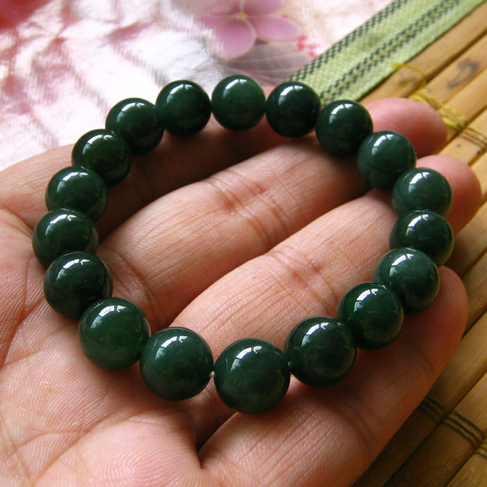 缅甸老坑天然货翡翠玉手链油青玉石手串珠子手链