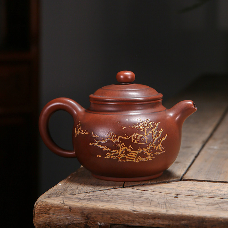 此时此刻坭兴陶茶壶梁业兰纯手工非紫砂陶壶广西泥兴陶瓷功夫茶具
