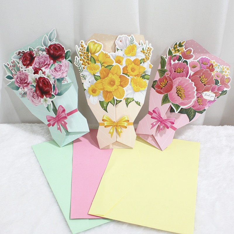 母亲节贺卡创意diy立体花束小卡卡片生日祝福贺卡
