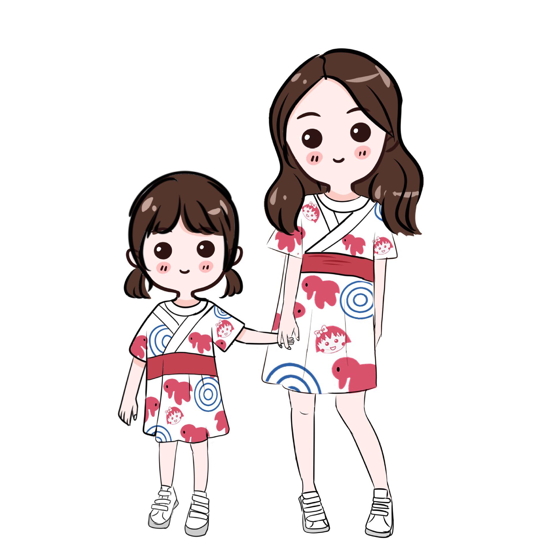 亲子装和服可爱女童连衣裙ins童装女孩洋气短裙亲子装