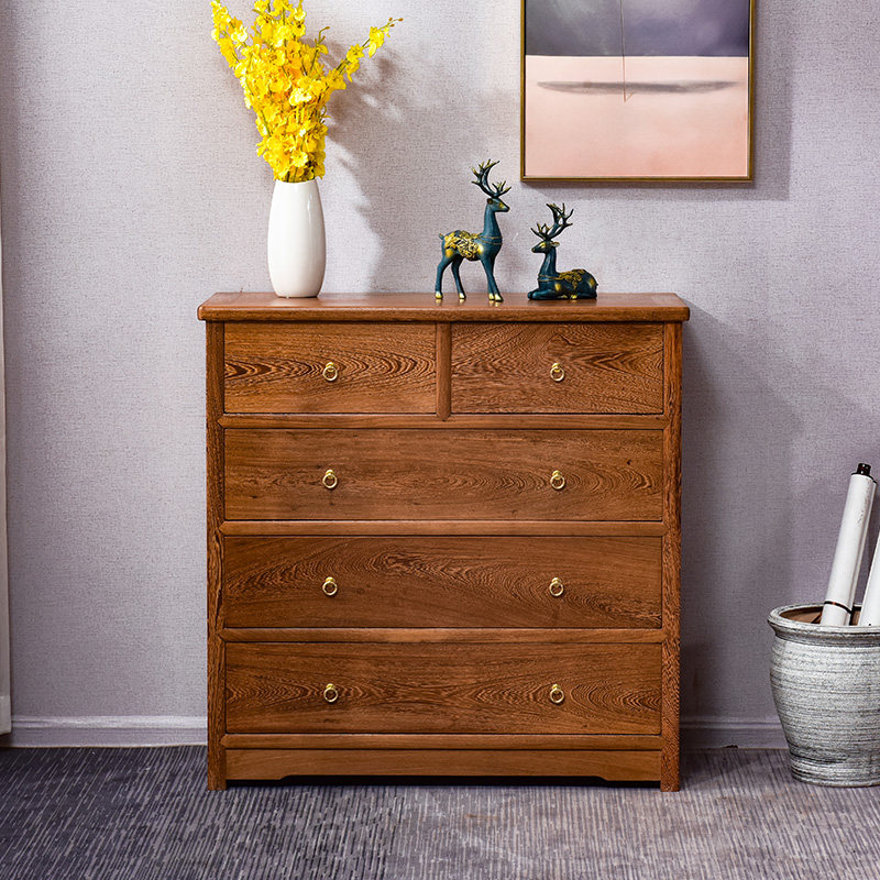 红木家具鸡翅木五斗柜收纳仿古卧室新中式中式实木抽屉斗柜