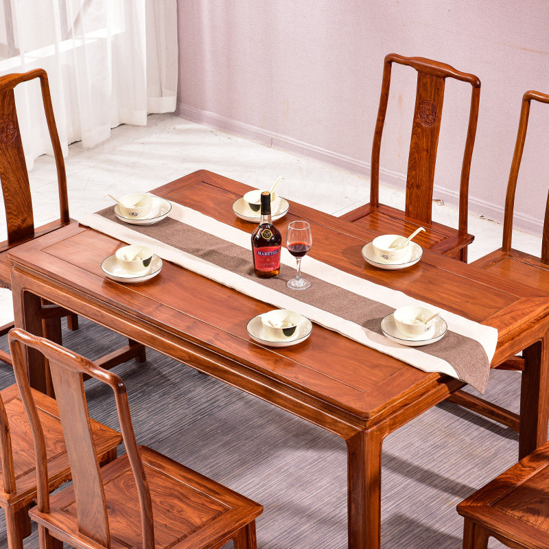 红木餐桌长方形中式简约刺猬紫檀实木饭桌餐厅实木餐桌