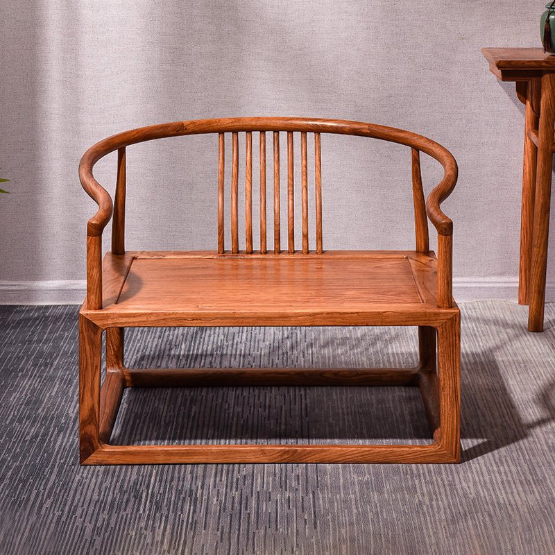 刺猬紫檀禅椅新中式花梨木实木冥想椅仿古修炼椅矮圈椅红木打坐椅