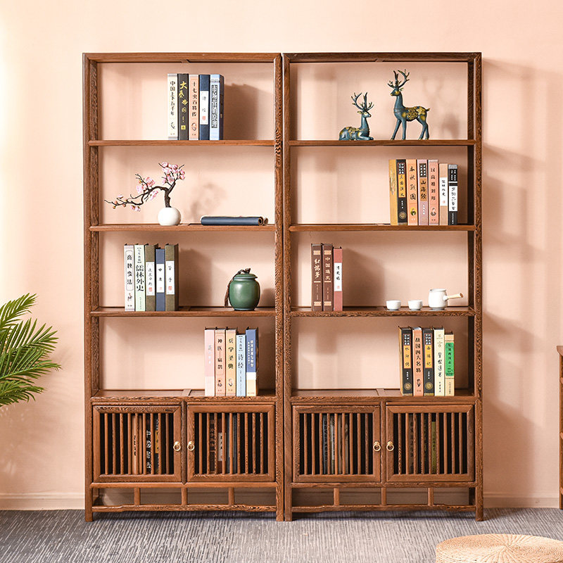 鸡翅木书架红木书橱实木置物架中式仿古古典隔断书架
