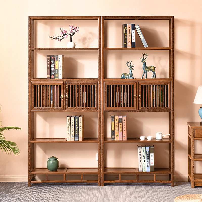 鸡翅木书架红木书橱实木置物架中式仿古古典隔断书架